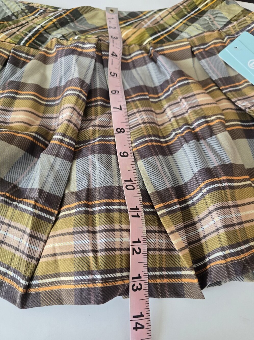 Plaid Pleated Mini Skirt in Yellow & Brown - Picture 5 of 5